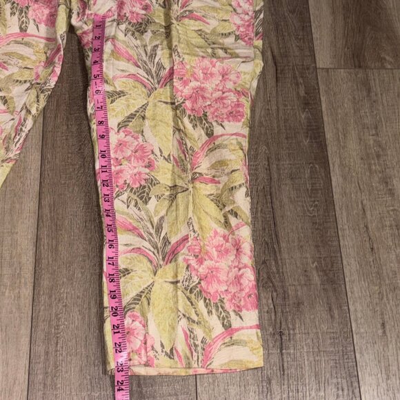 J.JILL Floral Crop Linen Pants Size Petite Small - Picture 8 of 11